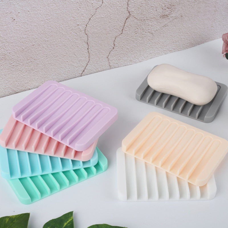 Bathroom Soap Holder with Waterfall Drain, Silicone Soap Saver