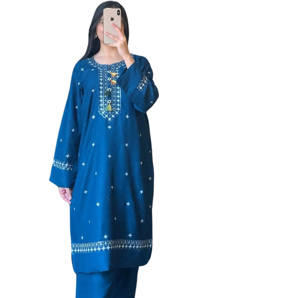 Suit, Sequence Embroidered, Block Printed & Comfortable Fit, for Women