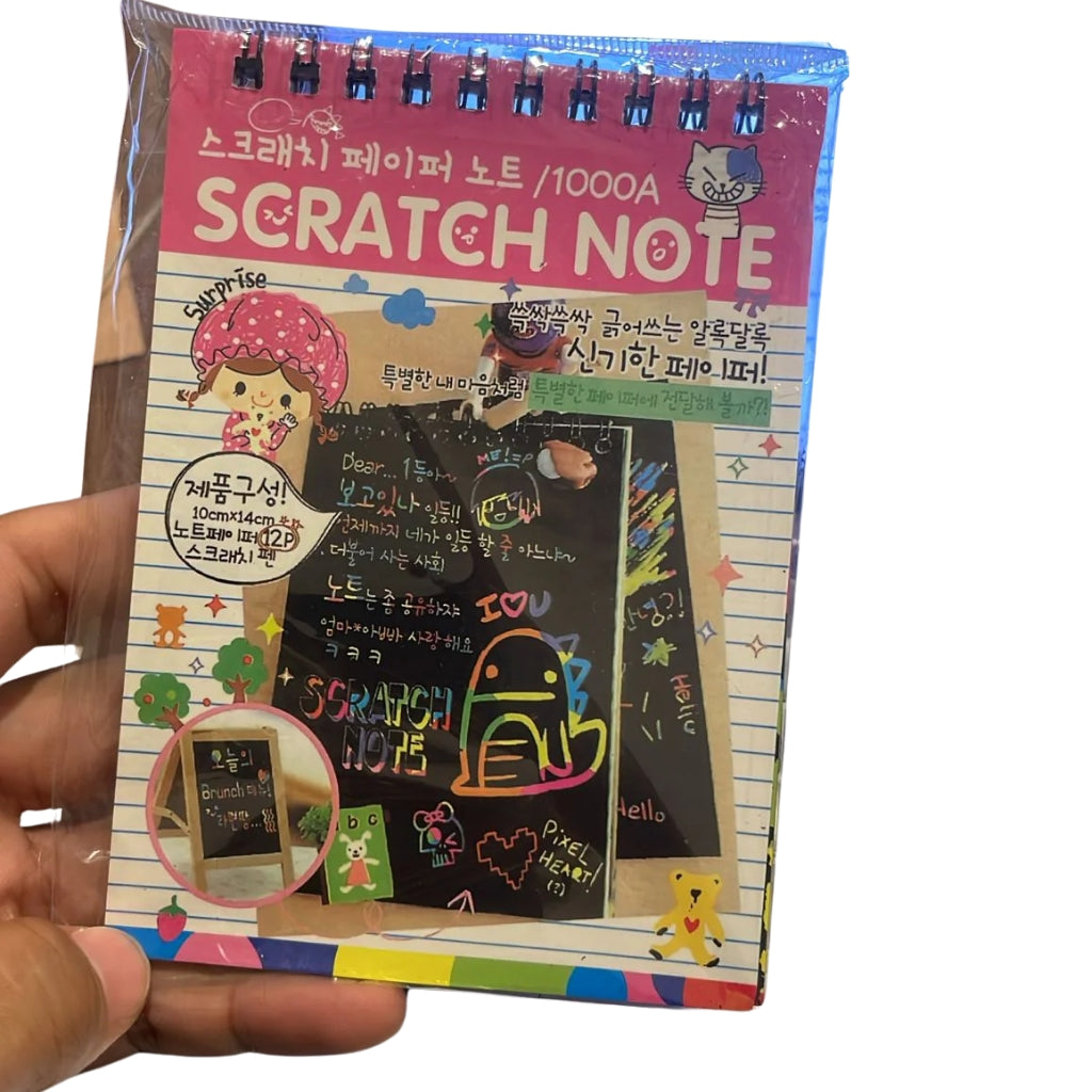 Rainbow Scratch Note Pad, 10x14cm Drawing Book, Non-Toxic Art Activity for Kids
