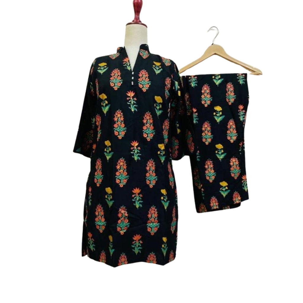 Arabic Lawn Suit, Flower 3D Design & Floral Print, for Women