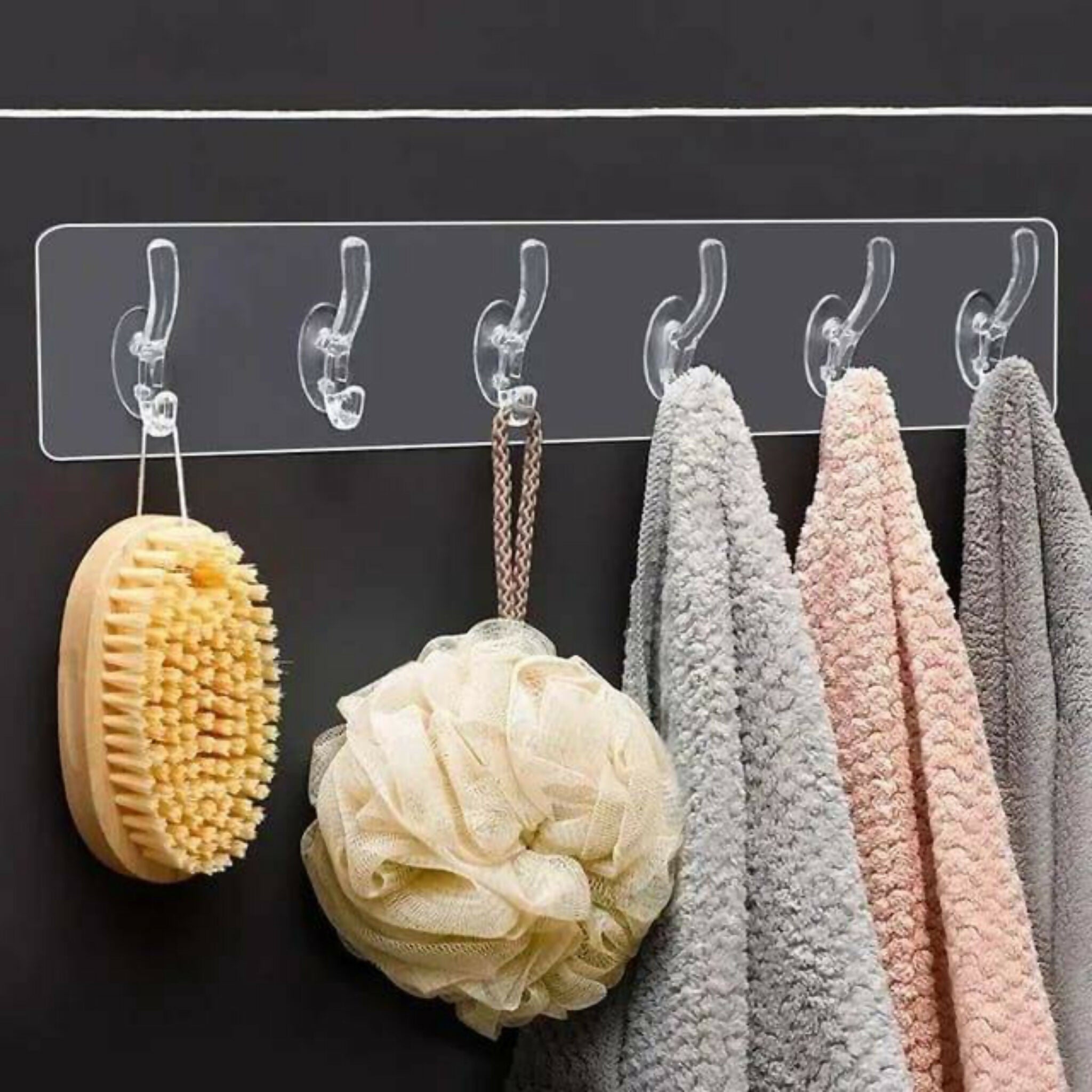 Heavy Duty Transparent Sticky Hooks Strip | Waterproof Self-Adhesive Wall Hooks