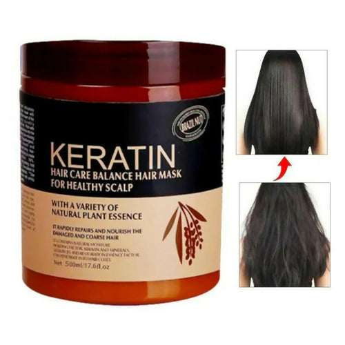 Keratin Hair Repair Mask, Frizz Control & Restoration, for Frizzy & Damaged Hair - 500ML