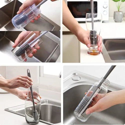 Silicone Bottle Cleaning Brush Long Handle Flexible Bottle Brush for Deep Cleaning