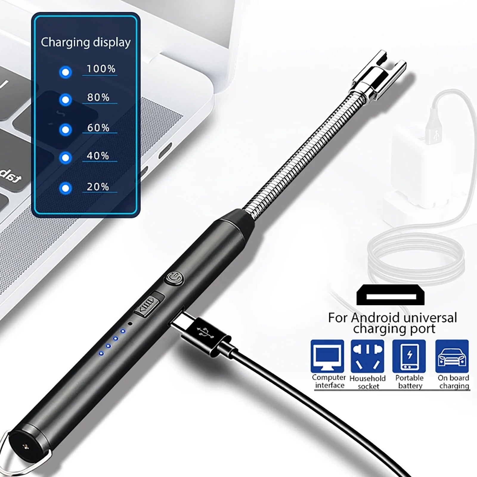 360 Degree USB Rechargeable Electric Arc Lighter With Flexible Neck