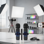 K8 Dual Wireless Microphone, 360° Noise Cancelling Lavalier Mic System