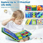Reusable Montessori Busy Book for Toddlers | 4-Page Educational Activity Book with Stickers & Flashcards