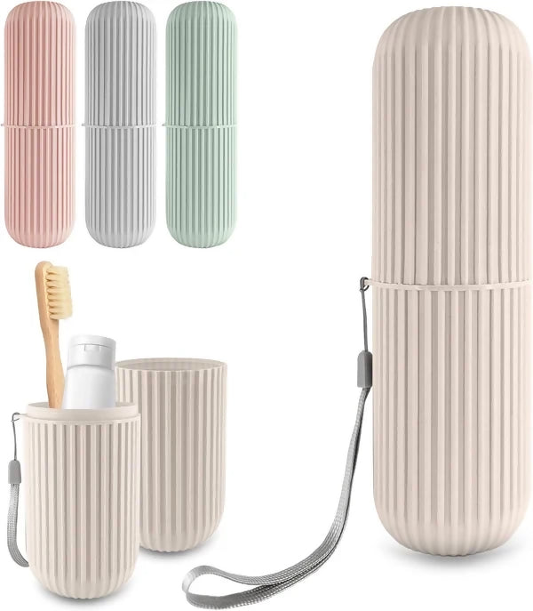 Portable Toothbrush & Toothpaste Holder Case | Travel Storage Box with Cup Function