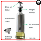 Olive Oil & Vinegar Glass Dispenser – 300ml Leak-Proof Kitchen Bottle with Dropper