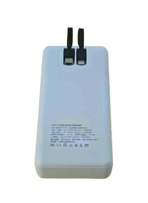 66W Fast Charging 20,000mAh Power Bank with Built-in Cables (White)
