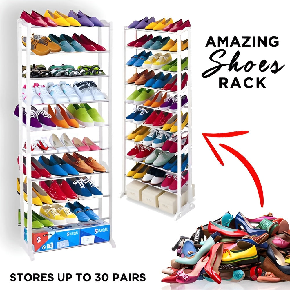 Shoe Rack, 10 Layer Storage Organizer, Lightweight Durable
