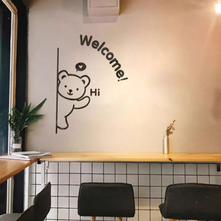 Teddy Bear Shape Welcome Wall Hanging for Home and Office