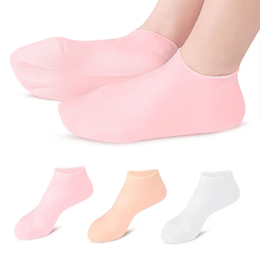 (Combo Pack - Hight Quality) Moisturizing Glove and Socks Set, Silicone Gel Spa  Socks For Dry Cracked Skin &amp; Silicone Jelly Socks Gel Moisturizing Socks Foot Care Protector