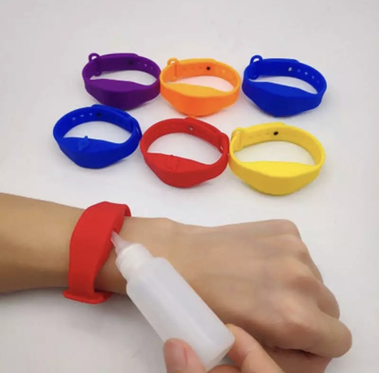 Hand Sanitizer Wristband, Silicone Refillable Travel Dispenser