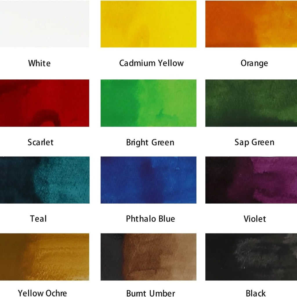 Mont Marte Premium Acrylic Ink, 12 Colors, 20ml Bottles, Vibrant & Waterproof