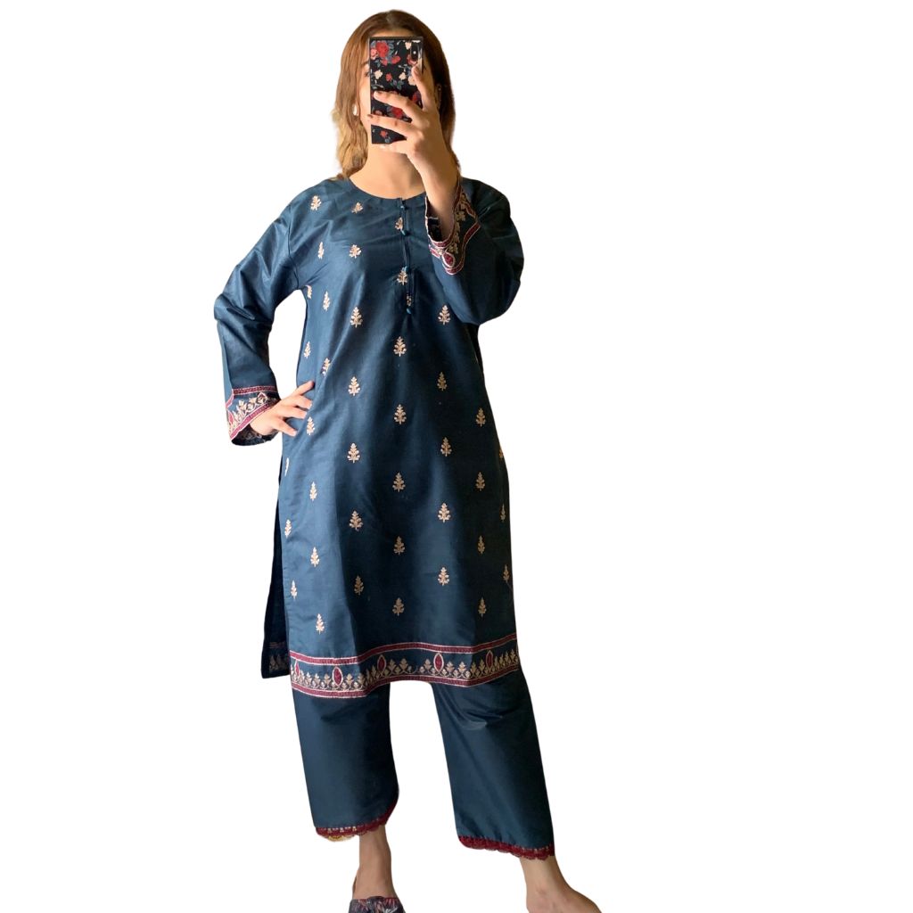 Suit, Elegant Embroidered, 2Pcs Cotton Lawn Stitched & Ready to Wear