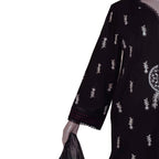 Black Embroidered Lawn Suit, 3-Piece with Zari Dupatta, for Women