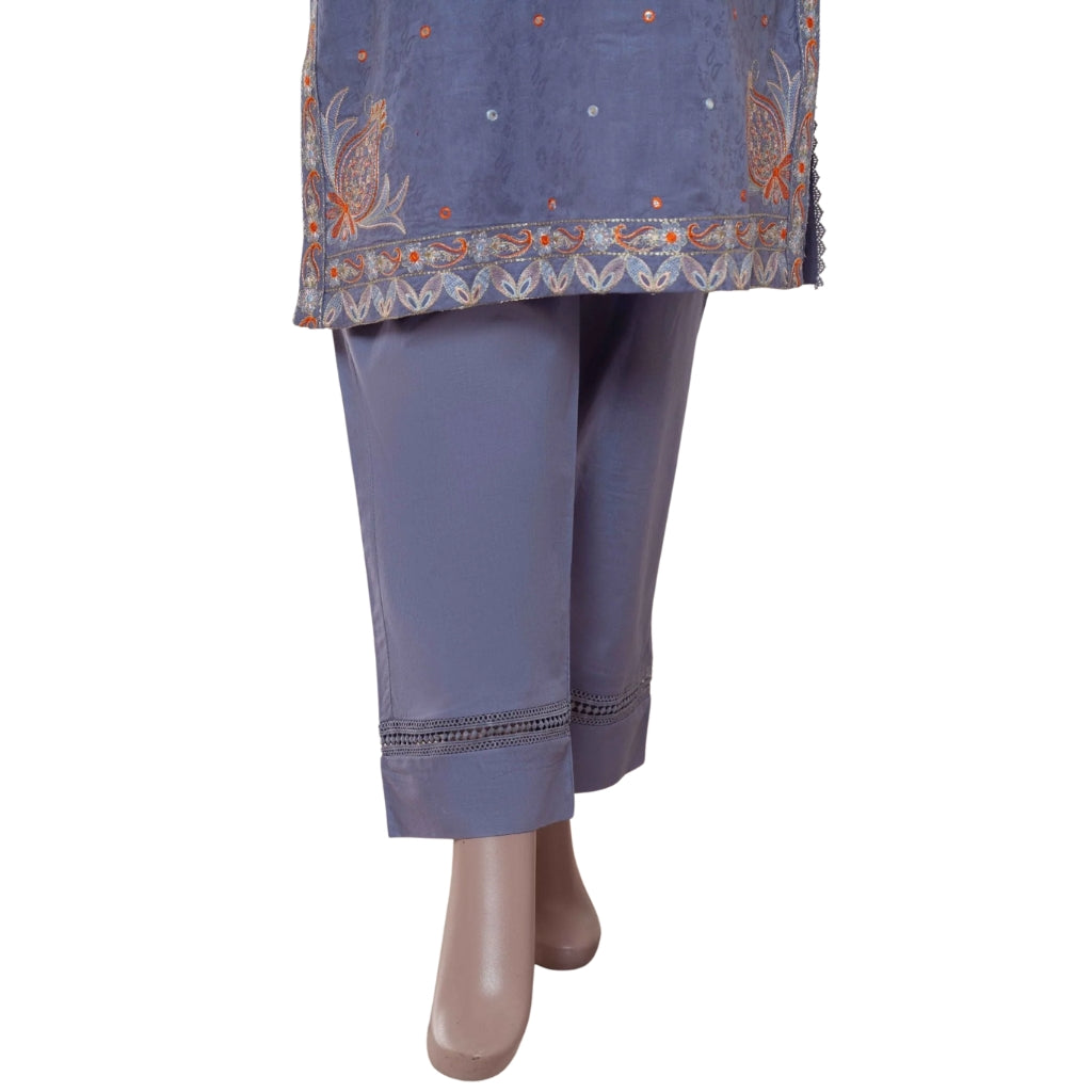 3-Piece Lawn Suit, Grey Embroidered with Zari Dupatta, for Women