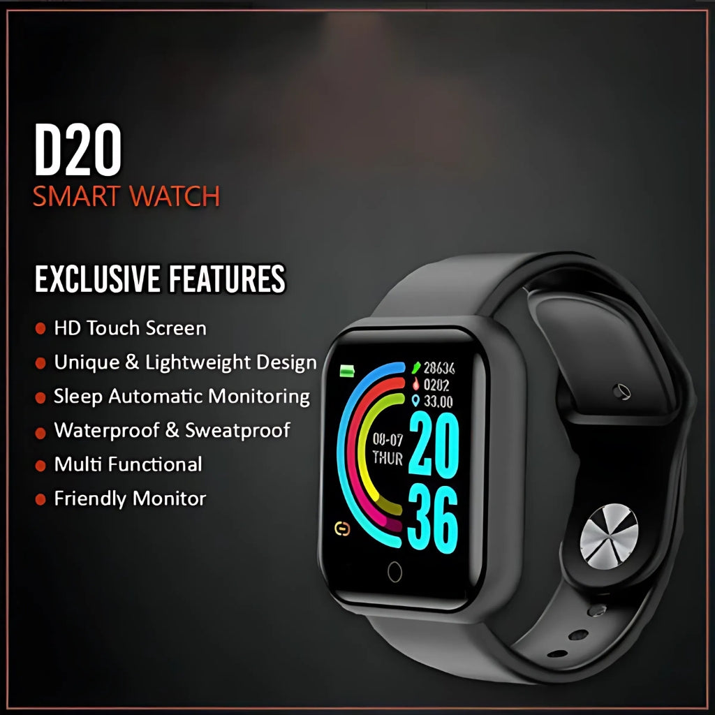 D20 Ultra Smartwatch, 1.44” Screen, Health Monitoring, for Unisex