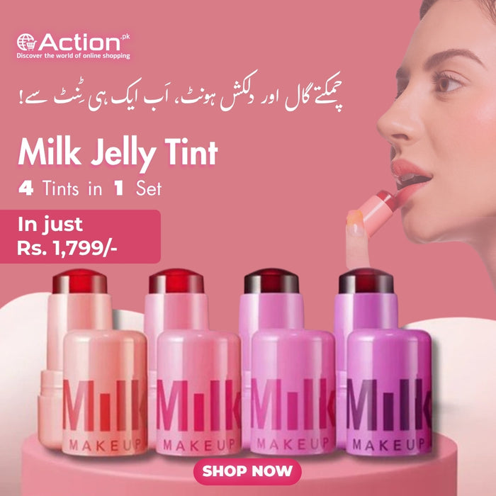 Milk Jelly Tint Set – 4-in-1 Hydrating & Buildable Color Balm, for Lips & Cheeks