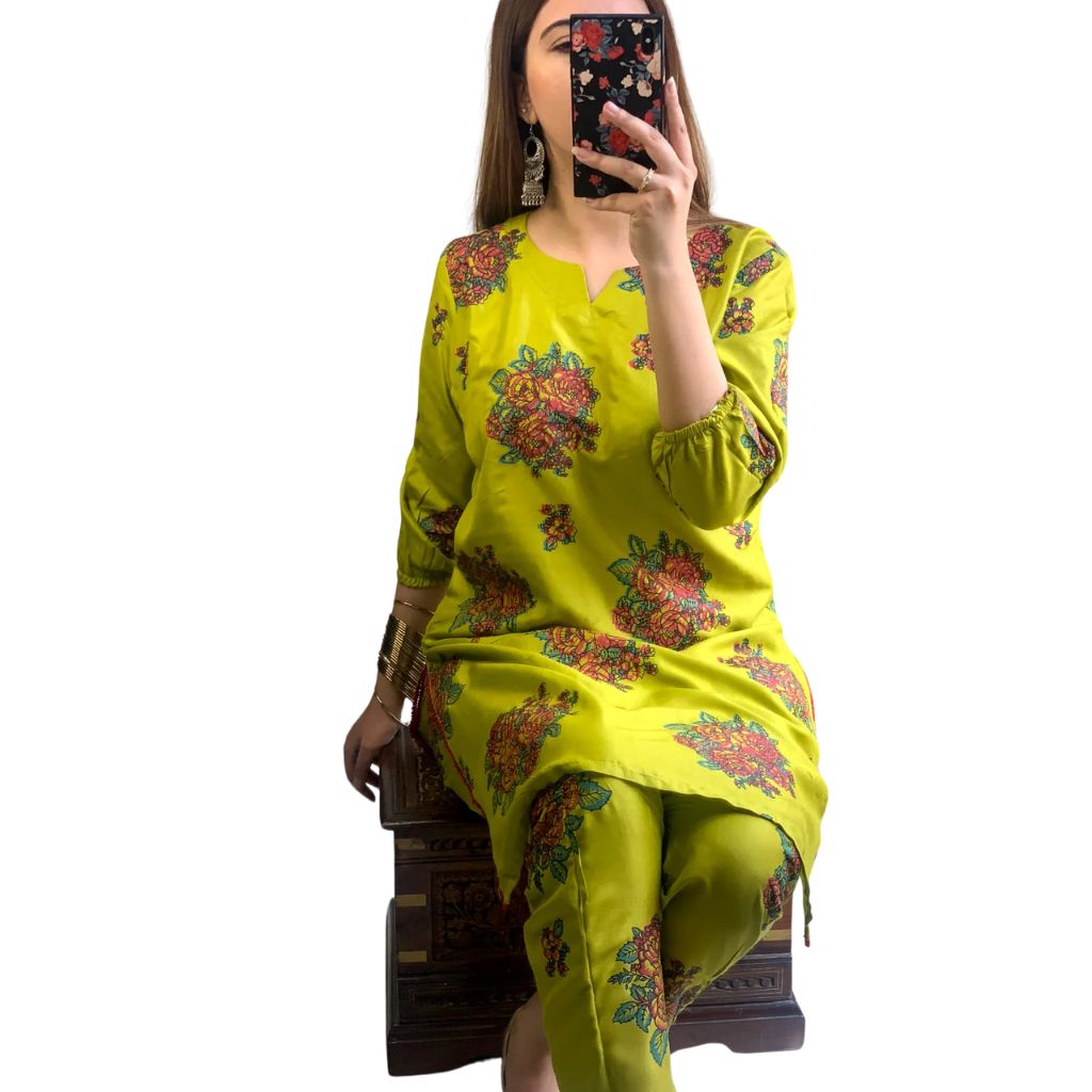 Arabic Lawn Suit, Gulab Print, Lace & Elastic Details, for Women