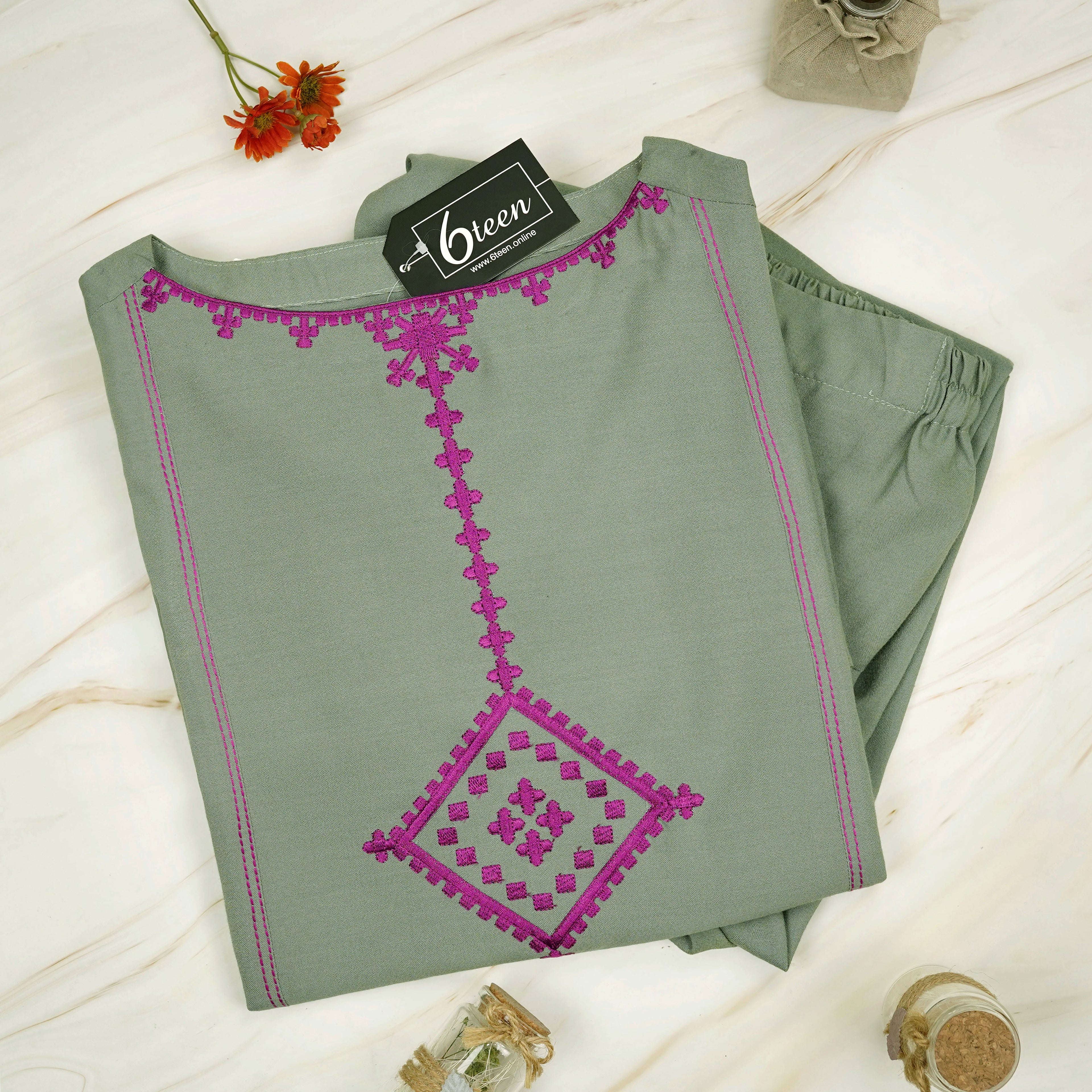 Olive Embroidered