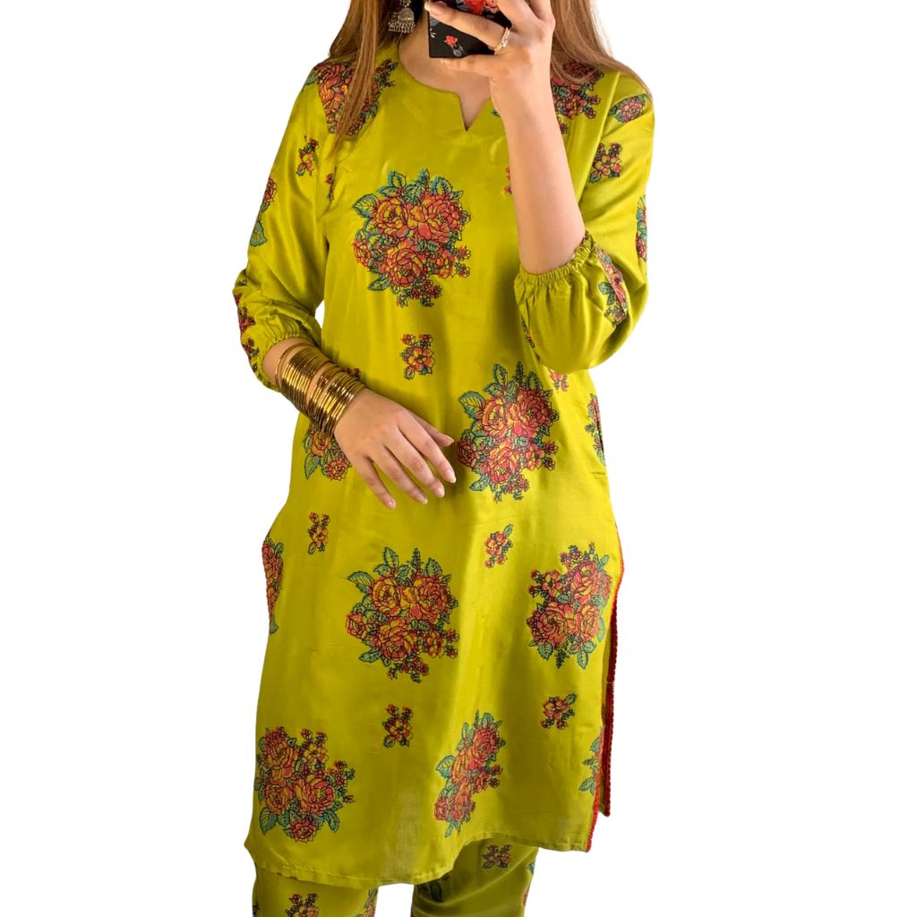 Arabic Lawn Suit, Gulab Print, Lace & Elastic Details, for Women