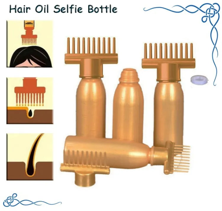 Golden Hair Comb Applicator Bottle  Oil, Shampoo & Dye Dispenser Tool