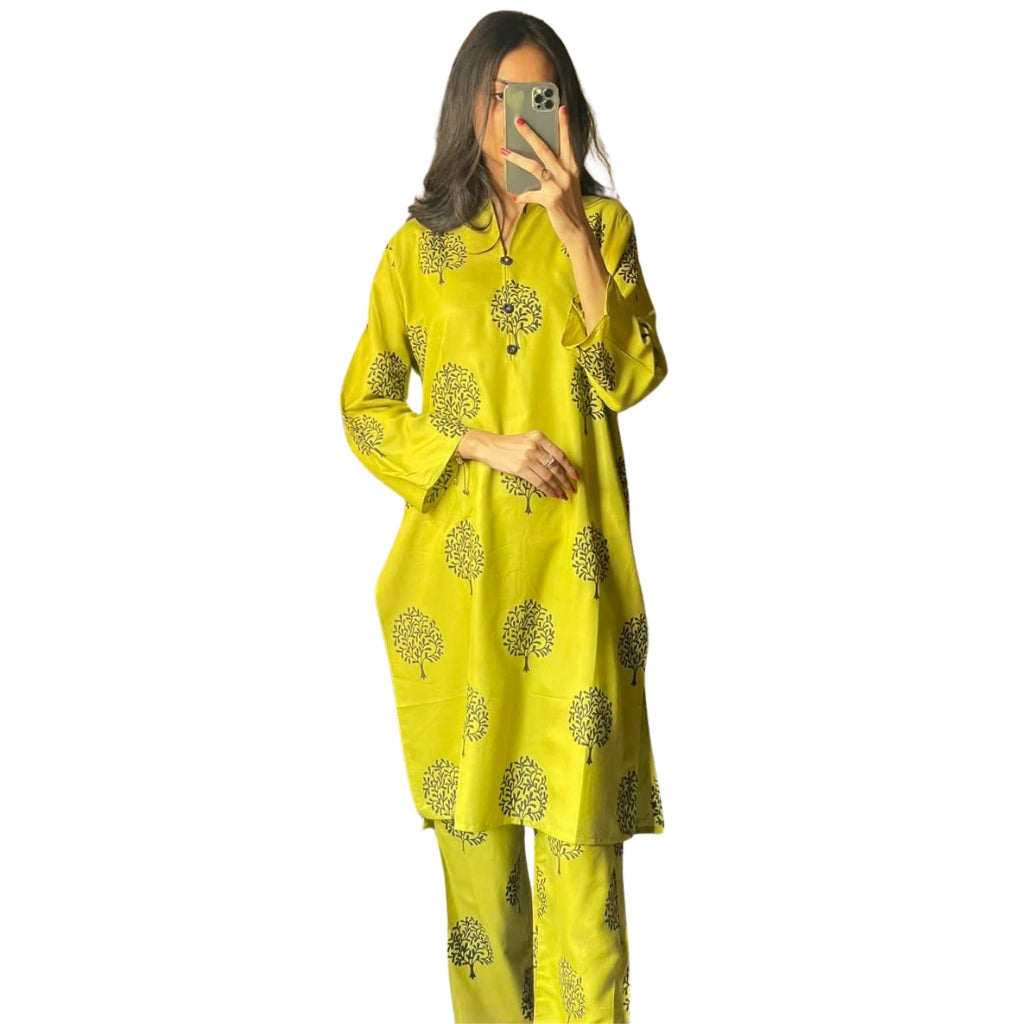 Tree Design Suit, Stitched Arabic Lawn, Printed Shirt and Trouser, for Women