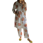 Arabic Lawn Suit, Gulab Print, Lace & Elastic Details, for Women