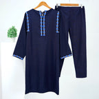 Blue embroidered
