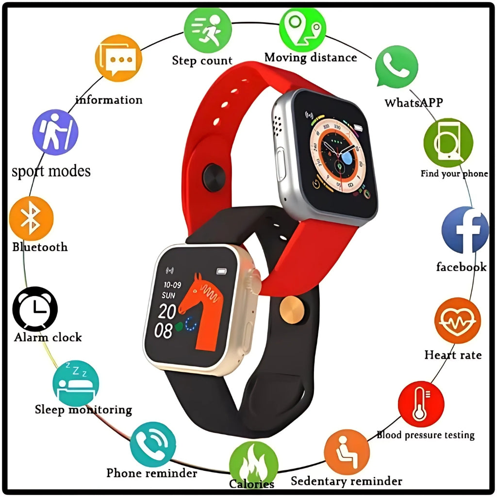 D20 Ultra Smartwatch, 1.44” Screen, Health Monitoring, for Unisex