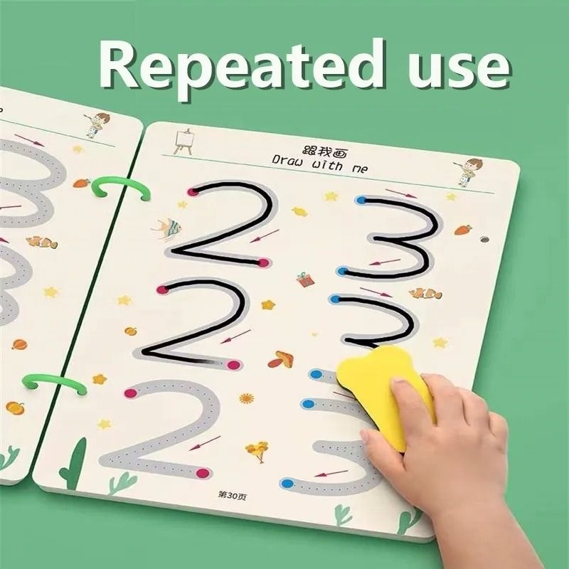 A4 Kids Educational Learning Tracing Book 64 Pages Reusable