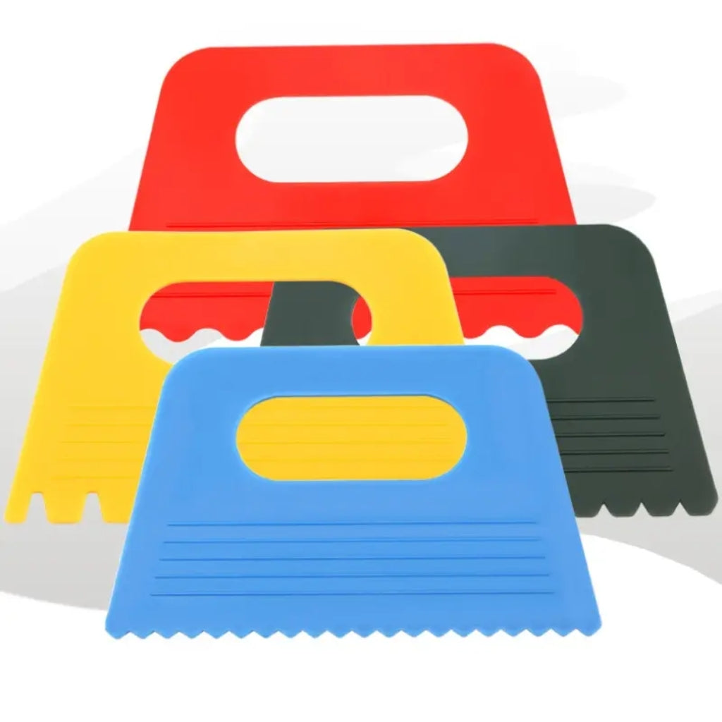Fine Art Plastic Drawing Scraper, 4-Color Set, Textured Effects for Artists