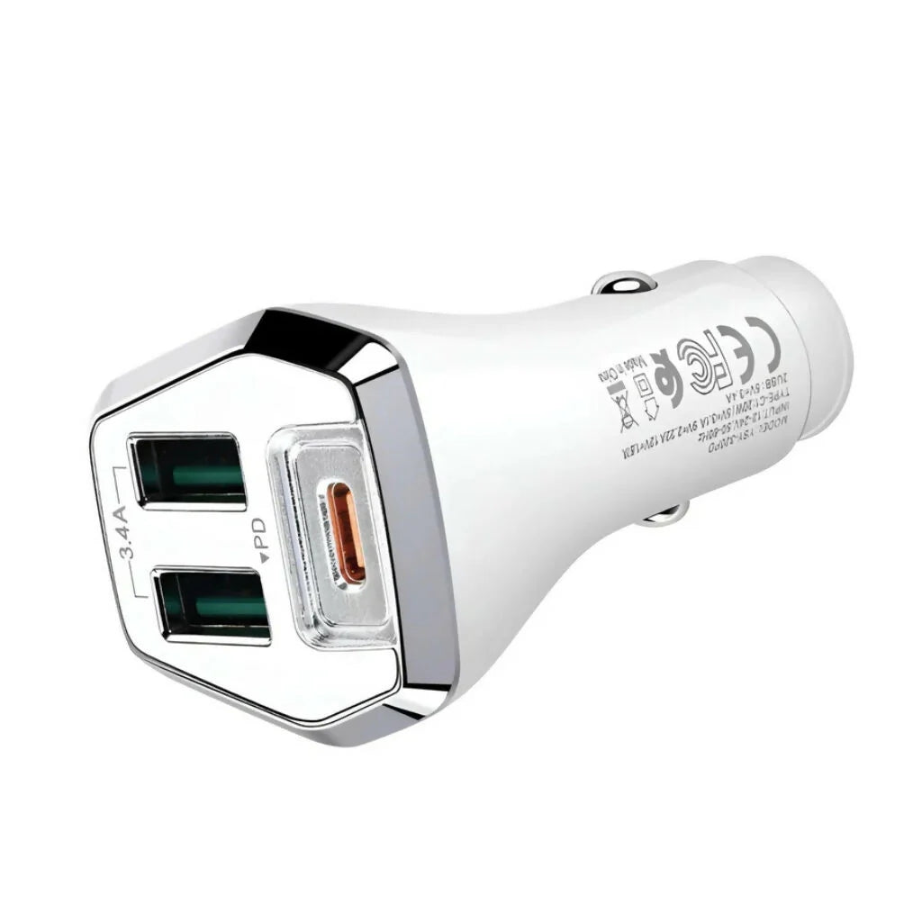 SOVO SCR-450PD Car Charger, 35W, Dual USB-A & Type-C PD Ports, for Smartphones