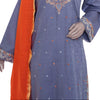 3-Piece Lawn Suit, Grey Embroidered with Zari Dupatta, for Women