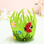 Decorative Basket With Butterfly And Flower Appliqués
