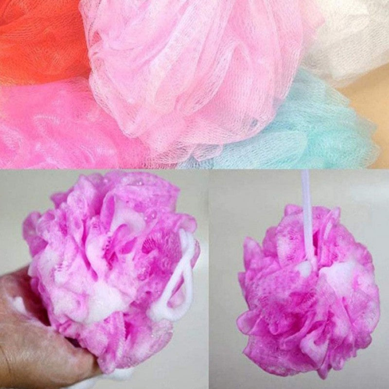 Bath Sponge Shower Puff Exfoliating Body Scrubber with Hanging Loop