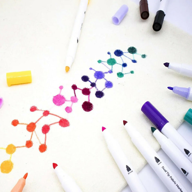 Mont Marte Signature Dual Tip Fabric Markers, 12 Colors, for Textile Art