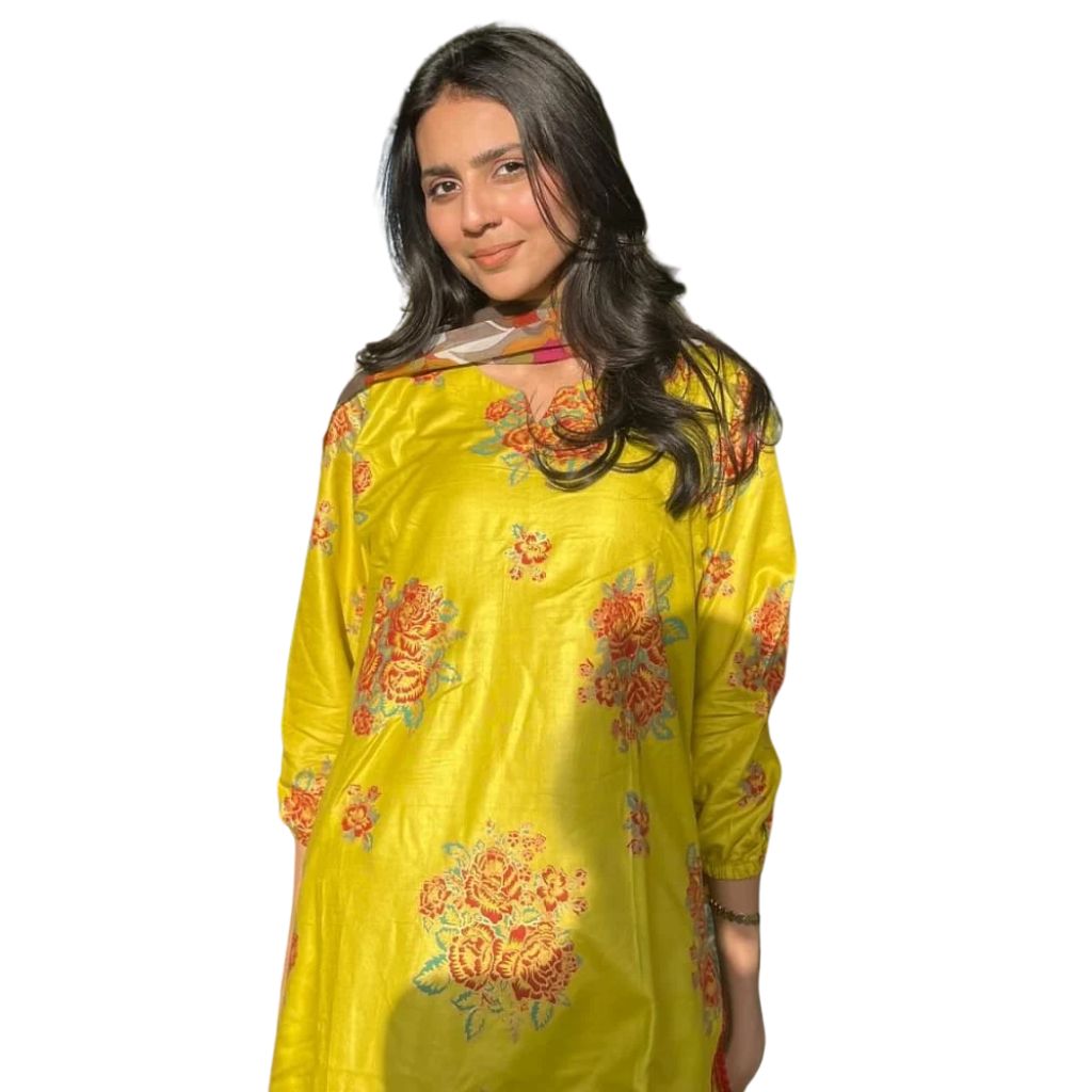 Arabic Lawn Suit, Gulab Print, Lace & Elastic Details, for Women