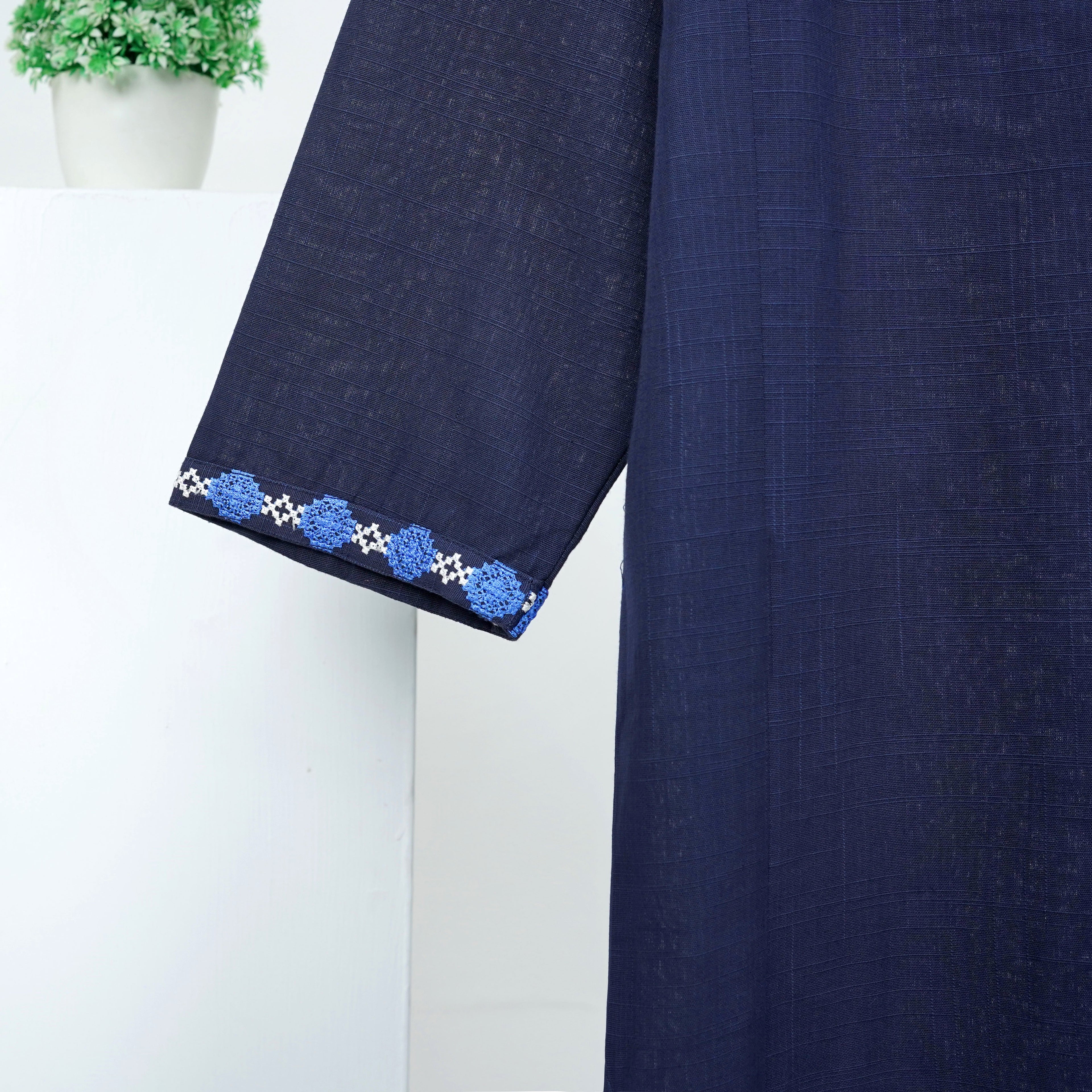 Blue embroidered