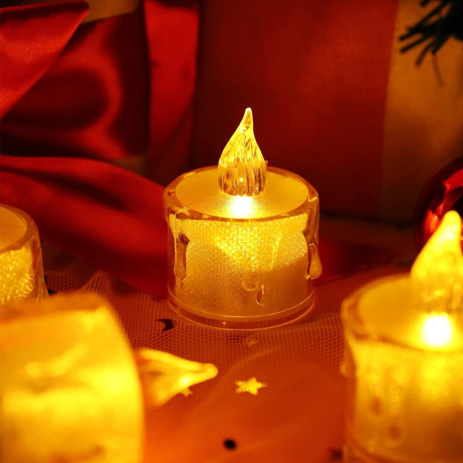 Flickering LED Flameless Tea Lights – Realistic Decorative Candles