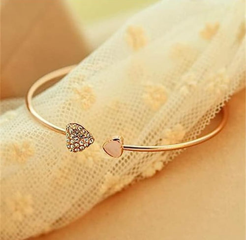 Rose Gold Heart Crystal Bracelet Set for Women