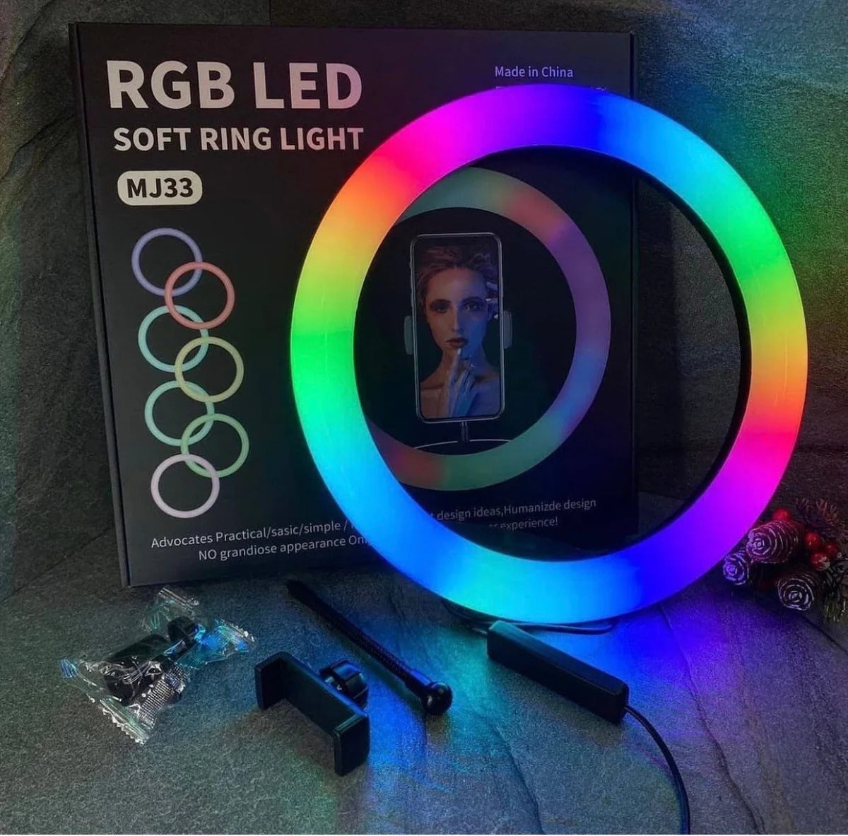 MJ33 RGB LED Soft Ring Light, Adjustable Color Studio Lighting