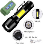 Mini Rechargeable LED Flashlight Waterproof USB Charging Torch