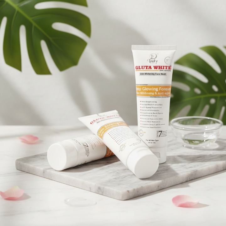 Gluta White 100% Natural Skin Whitening & Anti-Aging Face Wash 100g – Gentle Cleanser For Bright, Smooth & Youthful Skin