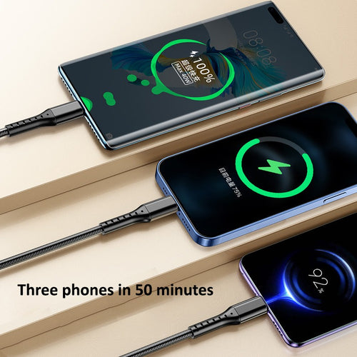 3-in-1 Metal Fast Charging Cable 22.5W Micro USB Type-C iPhone Original Copper