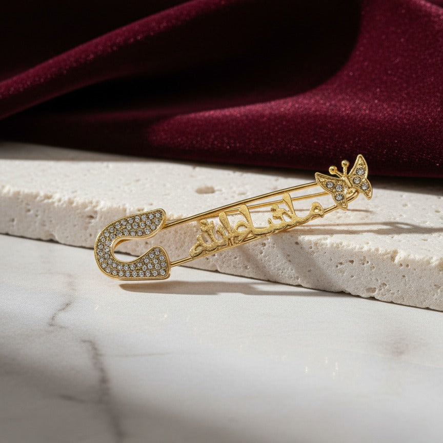 Golden Islamic Safety Pin Stylish And Durable Design