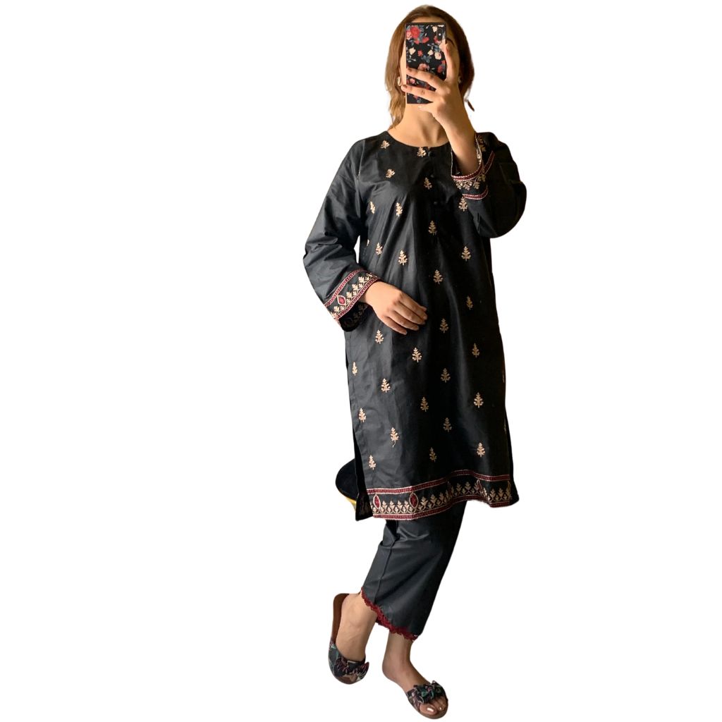 Suit, Elegant Embroidered, 2Pcs Cotton Lawn Stitched & Ready to Wear