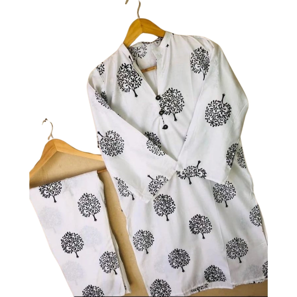 Tree Design Suit, Stitched Arabic Lawn, Printed Shirt and Trouser, for Women
