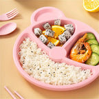 Cartoon Bear Divided Plate, with Spoon and Fork, for Kids - 5 Pcs